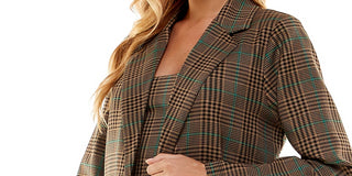 Vestido estampado infantil City Studios com blazer marrom tamanho 5