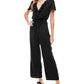 Macacão feminino Kingston Grey com cinto e babados, preto, tamanho grande