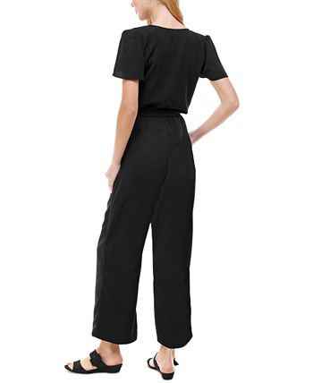Macacão feminino Kingston Grey com cinto e babados, preto, tamanho grande