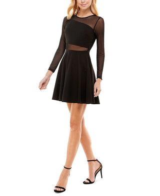 City Studios Junior's Illusion Trim Asymmetrical Dress Black Size 9