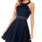 Vestido City Studios Juniors Illusion-Waist Scuba Fit &amp; Flare Azul Marinho Tamanho 9
