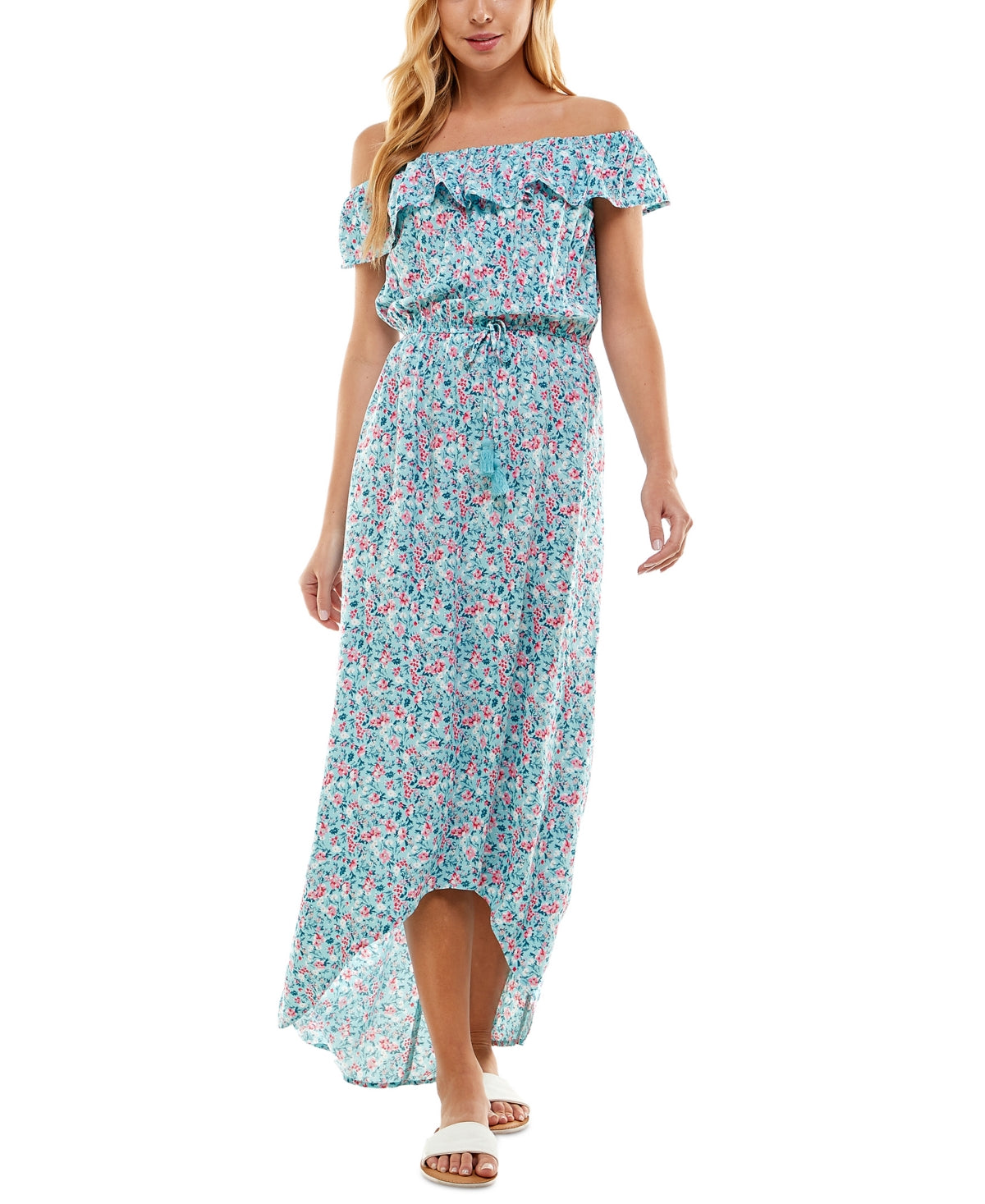 Vestido Kingston Grey Junior Off The Shoulder High Low Azul Tamanho Médio