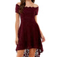 Vestido City Studios Junior Off The Shoulder Fit &amp; Flare Roxo Tamanho 3