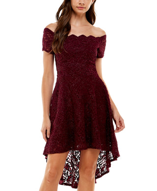 Vestido City Studios Junior Off The Shoulder Fit &amp; Flare Roxo Tamanho 3
