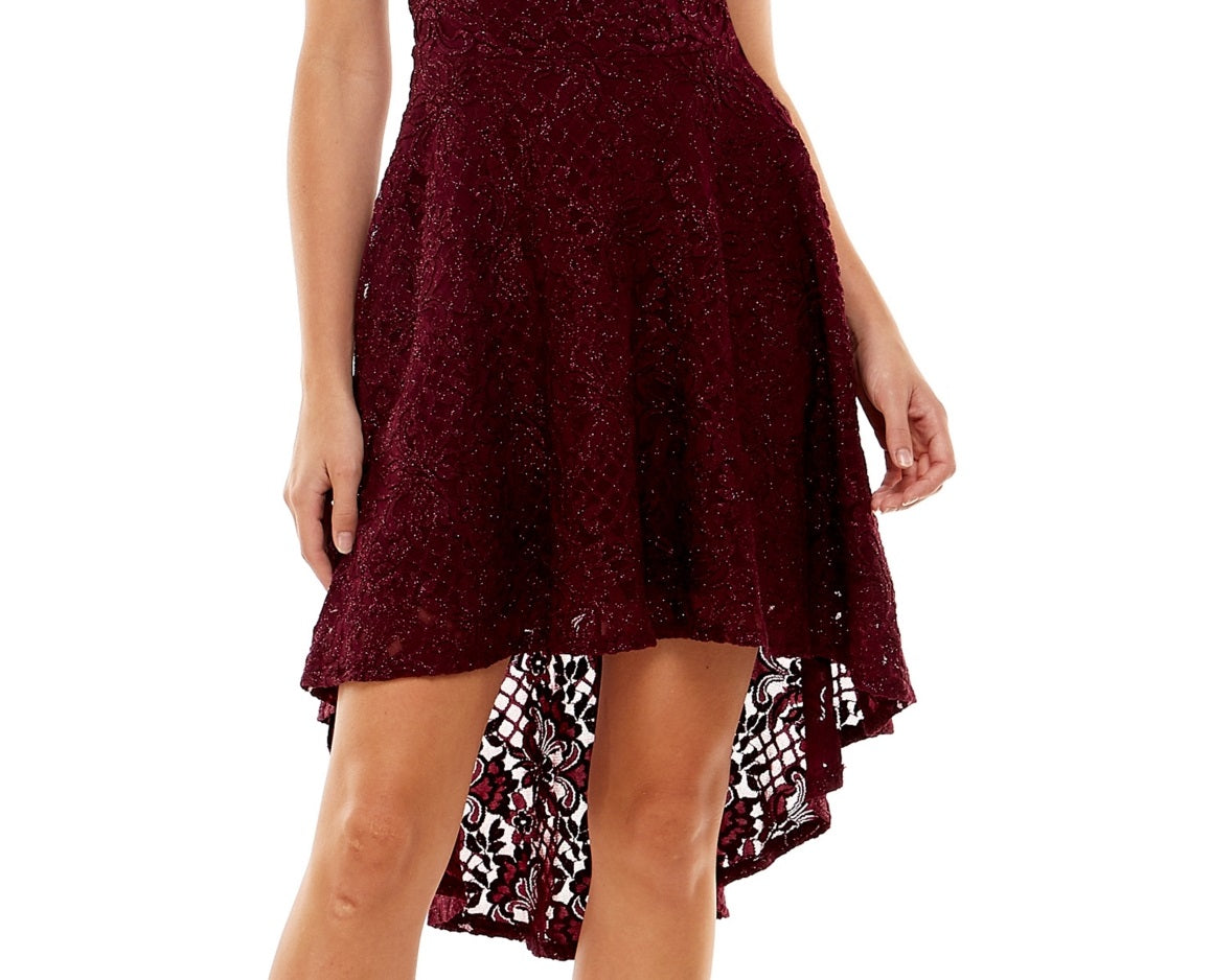 Vestido City Studios Junior Off The Shoulder Fit &amp; Flare Roxo Tamanho 3