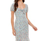 Vestido Kingston Grey Junior com estampa floral e manga bufante, verde, tamanho grande
