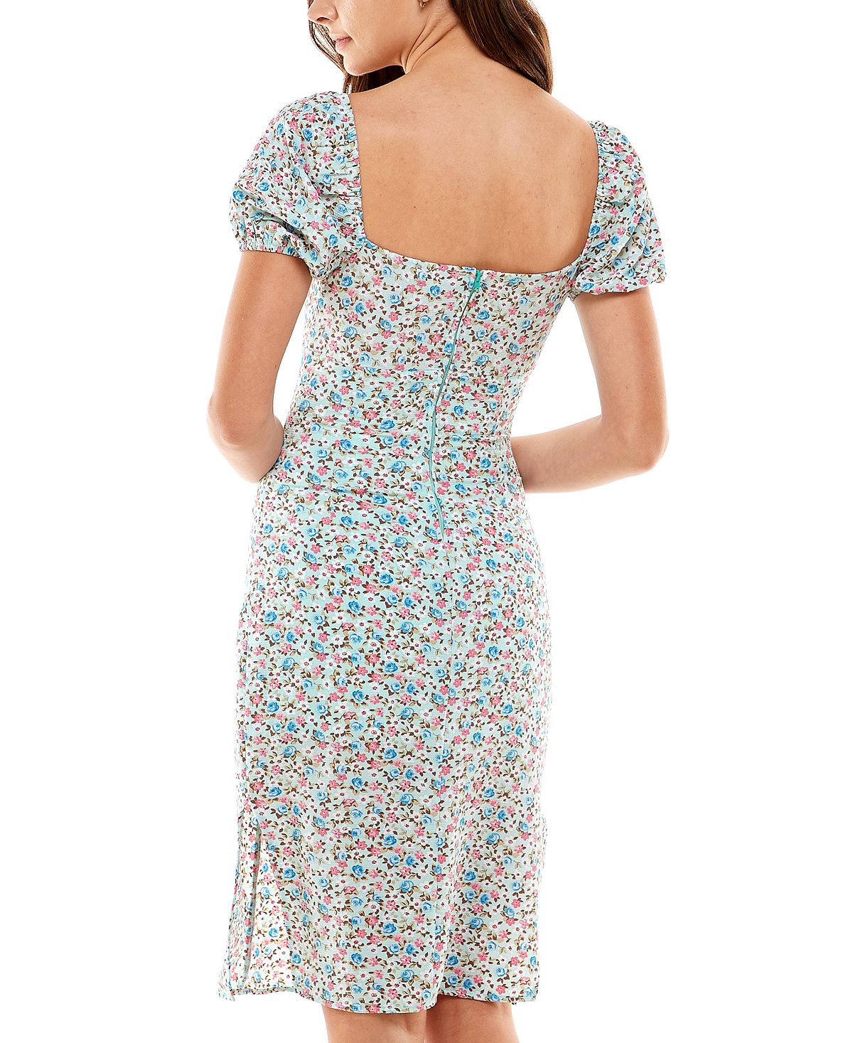 Vestido Kingston Grey Junior com estampa floral e manga bufante, verde, tamanho grande