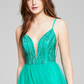 Vestido de noite longo com contas para mulheres Say Yes To The Prom, verde, tamanho 3