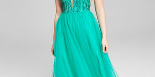 Vestido de noite longo com contas para mulheres Say Yes To The Prom, verde, tamanho 3