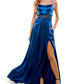 Vestido de cetim com zíper e alças finas, decote redondo, azul, tamanho 15, da City Studios