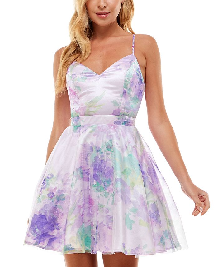 Vestido estampado infantil City Studios, tamanho 7, roxo, com ajuste evasê