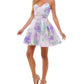 Vestido estampado infantil City Studios, tamanho 7, roxo, com ajuste evasê