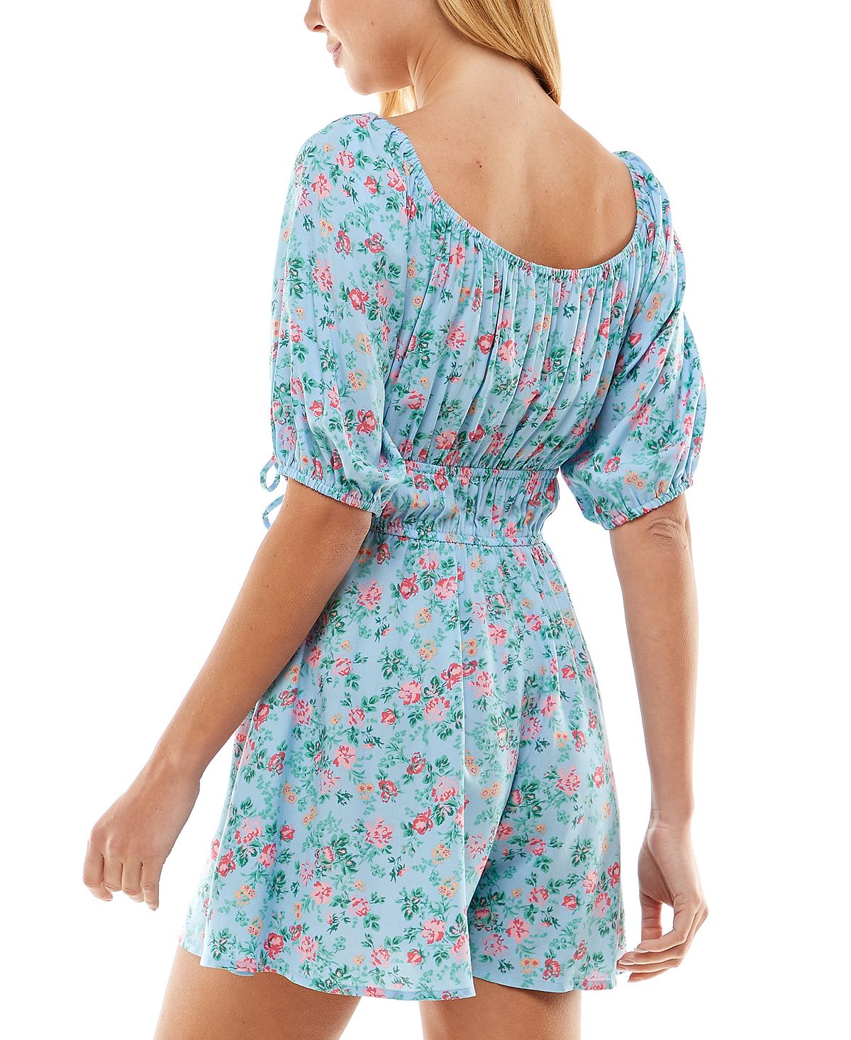 Macacão Bebop Junior Floral Manga Cotovelo Azul Tamanho X-G