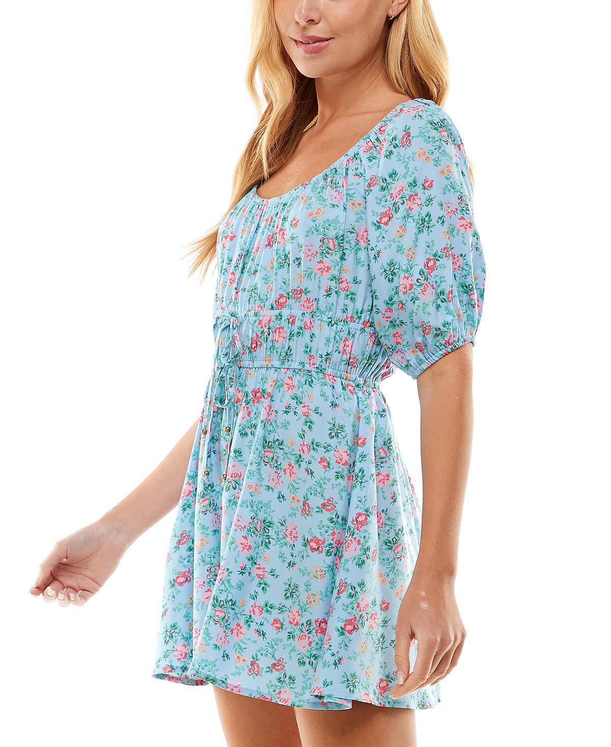 Macacão Bebop Junior Floral Manga Cotovelo Azul Tamanho X-G