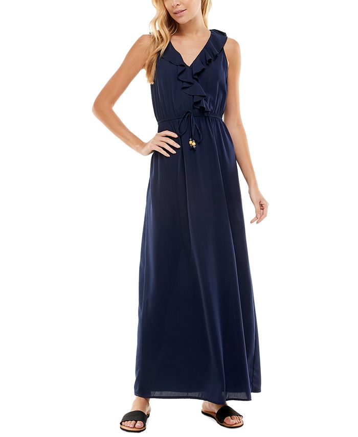 Vestido Kingston Grey Junior com babados e cordão na cintura, azul, tamanho XX-G