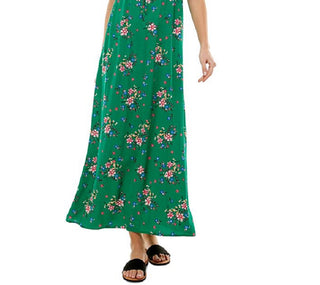 Vestido longo com estampa floral Kingston Junior, verde, tamanho extrapequeno