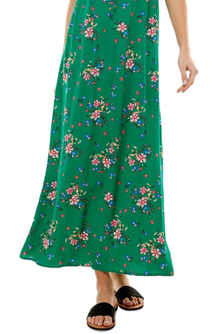 Vestido longo com estampa floral Kingston Junior, verde, tamanho grande