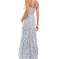 Vestido longo com amarração frontal floral Kingston Junior, azul, tamanho médio