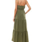 Vestido longo Kingston Grey Junior com amarração frontal e camadas, verde, tamanho XX-G