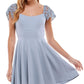 Vestido curto com manga de renda infantil City Studios azul tamanho 13