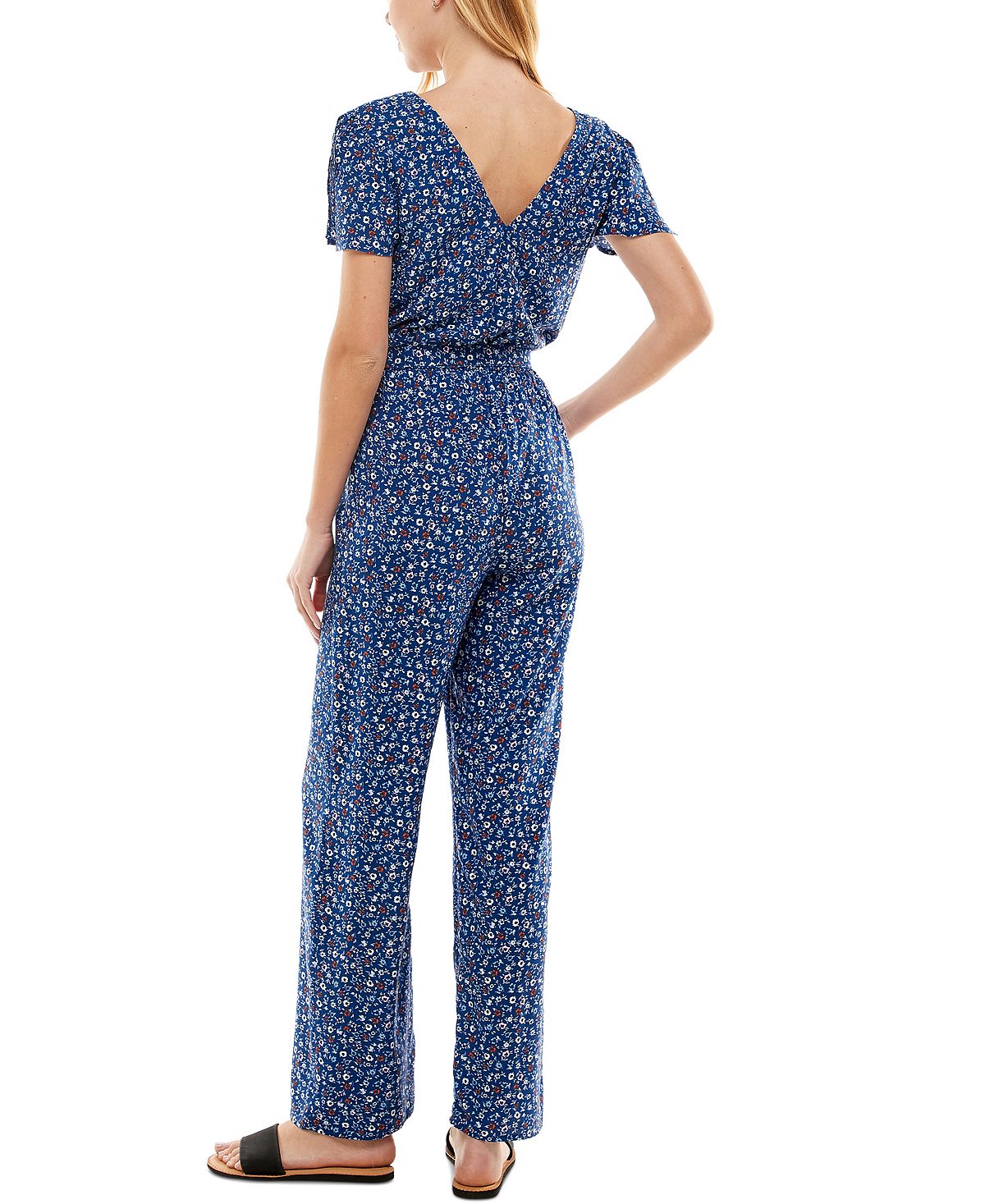 Macacão feminino Kingston Grey com amarração floral na cintura, tamanho grande, azul