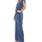 Macacão feminino Kingston Grey com amarração floral na cintura, tamanho grande, azul