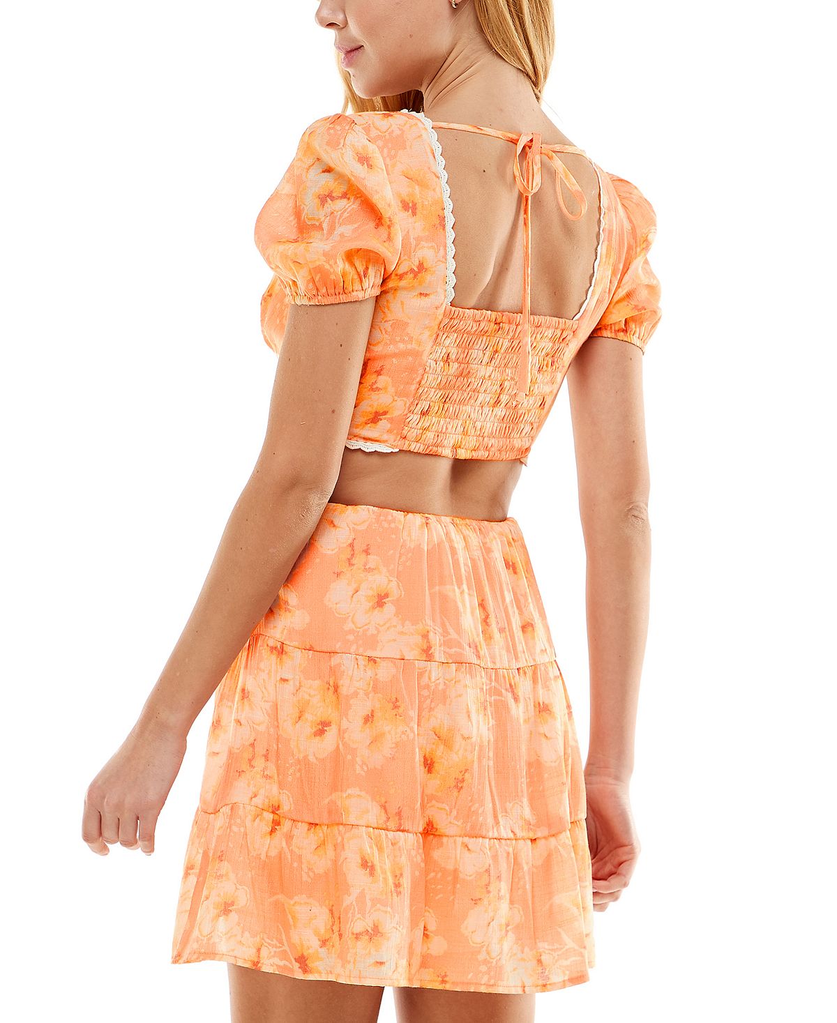 Vestido curto diurno feminino City Studios laranja tamanho grande