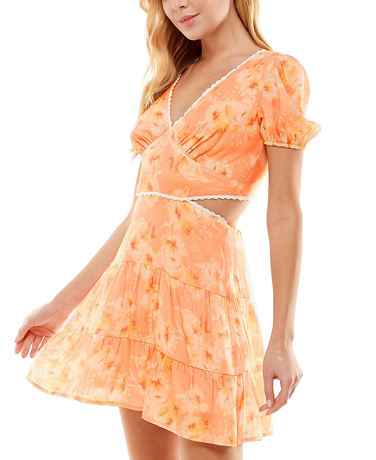 Vestido curto diurno feminino City Studios laranja tamanho grande