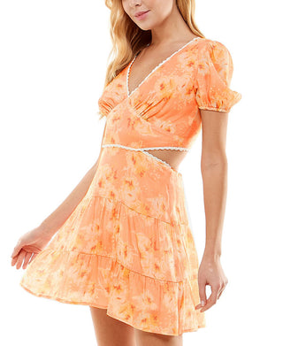 Vestido curto diurno feminino City Studios laranja tamanho grande