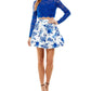 Vestido de festa infantil City Studios com renda brilhante e saia estampada, 2 peças, azul, tamanho 5