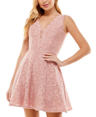 Vestido infantil com decote em V e renda brilhante, rosa, tamanho 1, da City Studios
