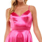 Vestido City Studios Junior's Satin Fit &amp; Flare Rosa Tamanho 7