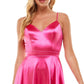 Vestido City Studios Junior's Satin Fit &amp; Flare Rosa Tamanho 17