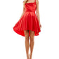 Vestido City Studios Junior de cetim com gola alta e decote alto, vermelho, tamanho 11
