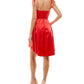 Vestido City Studios Junior de cetim com gola alta e decote alto, vermelho, tamanho 11