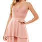Vestido patinador City Studios Junior's Lace Keyhole, rosa, tamanho 9