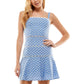 Vestido feminino City Studios bordado com ponto escada, ajuste evasê, azul, tamanho 7