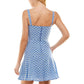 Vestido feminino City Studios bordado com ponto escada, ajuste evasê, azul, tamanho 7