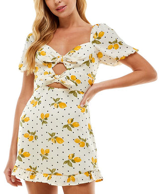 Vestido City Studios Junior com recorte frontal e amarração, amarelo, tamanho 1