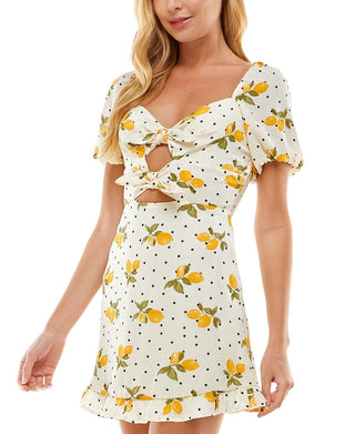 Vestido City Studios Junior com recorte frontal e amarração, amarelo, tamanho 1