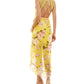 Vestido midi alto e baixo com estampa floral feminino City Studios, amarelo, tamanho grande