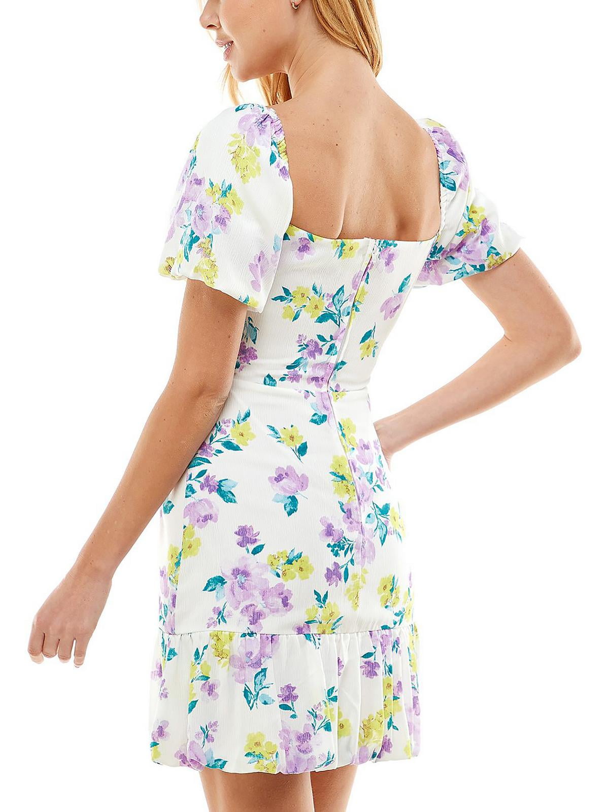 Vestido curto com estampa floral neutra para festa feminino City Studios, branco, tamanho 10