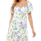 Vestido infantil com estampa floral e manga bufante, roxo, tamanho 11