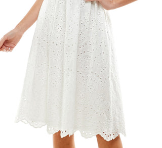 Vestido infantil City Studios de algodão com ilhós, branco, tamanho 9