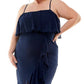 Vestido midi com babados feminino City Studios azul tamanho 16W