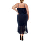 Vestido midi com babados feminino City Studios, azul, tamanho 20W