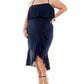 Vestido midi com babados feminino City Studios, azul, tamanho 20W