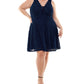 Vestido feminino City Studios com corte evasê e renda, azul, tamanho 22W