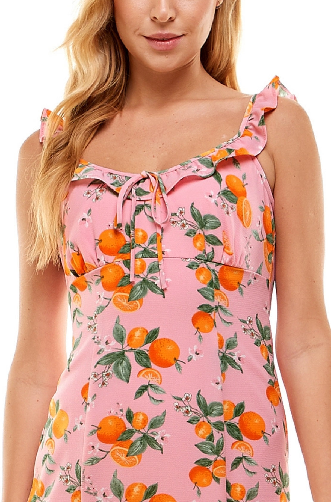 Vestido infantil com babados e gola amarrada, rosa, tamanho extrapequeno