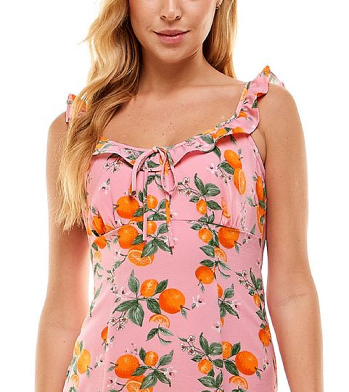 Vestido infantil com babados e gola amarrada, rosa, tamanho médio